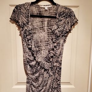 Vintage Diane Von Furstenberg Ruffled Asymmetrical Wrap Front Dress